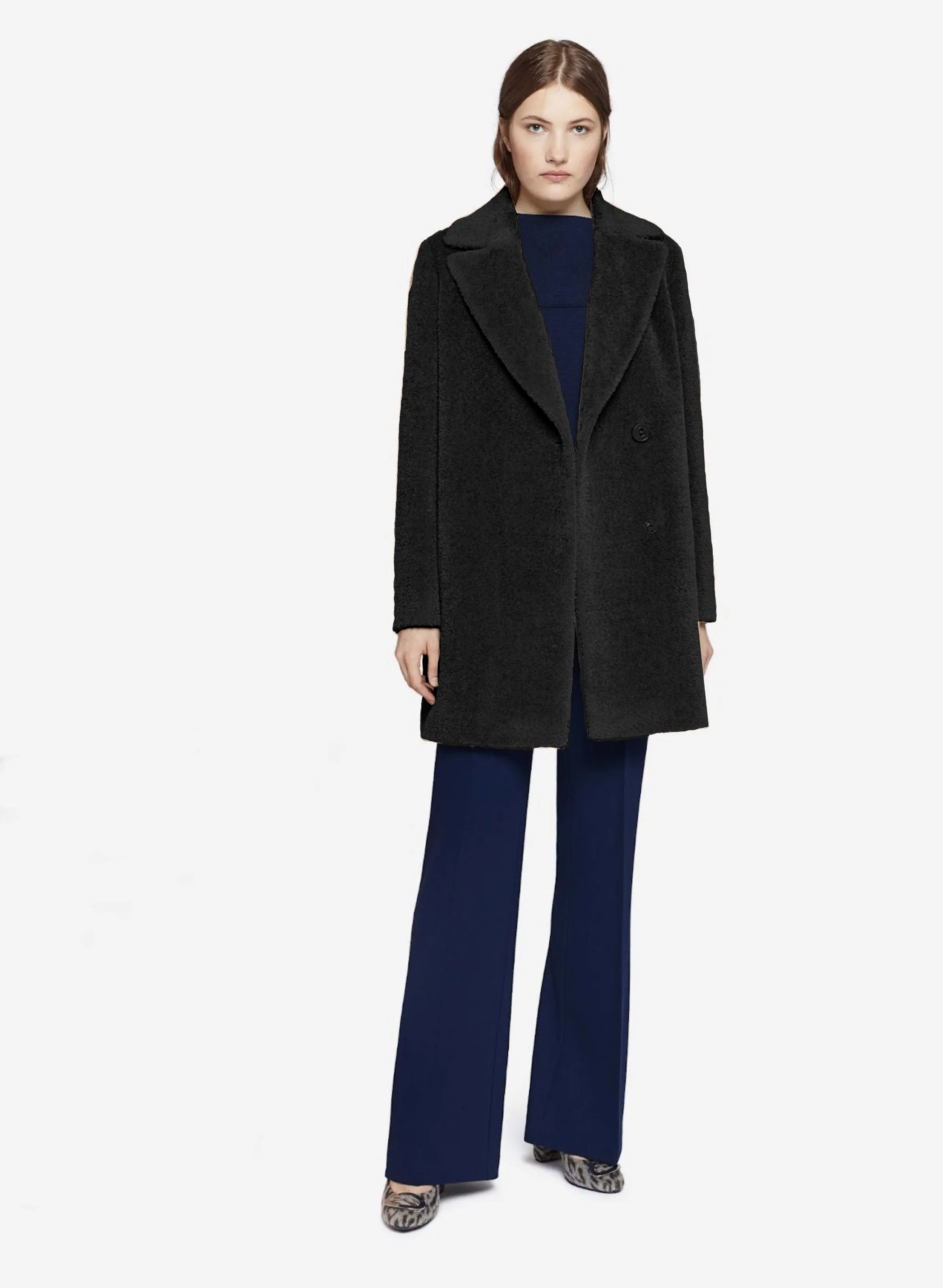 Alpaca & Wool Coat with Deep Notch Collar 8001 sold by Lornes Coats