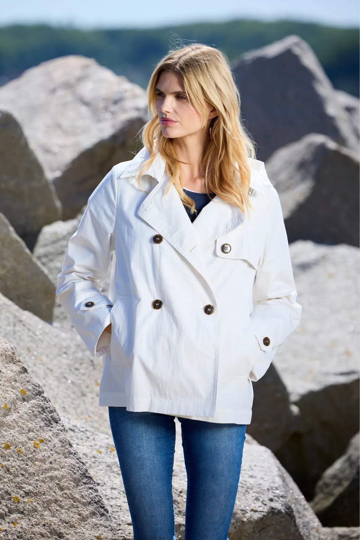 NICOLETTE Tailored Cotton Short Trench 2228 sold by Lornes Coats product image thumbnail 3