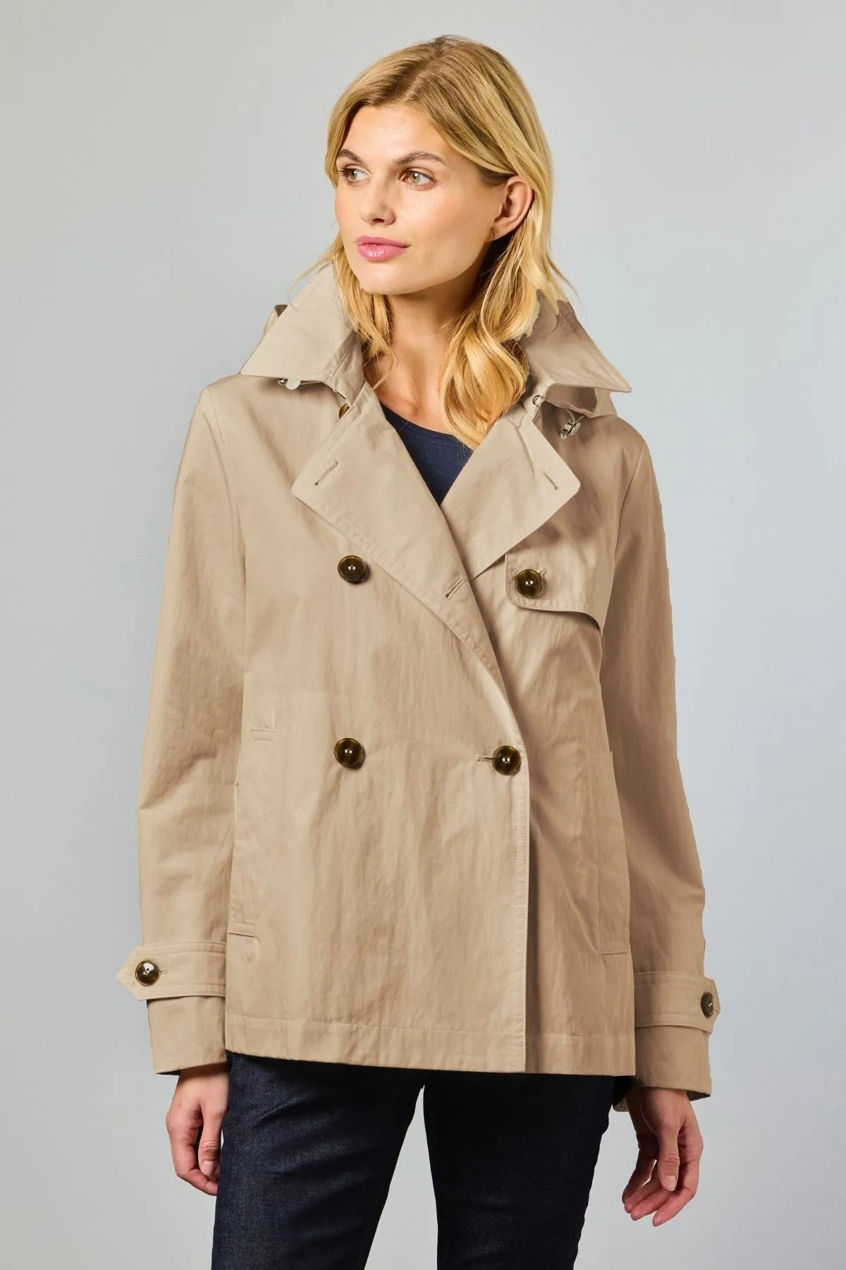 NICOLETTE Tailored Cotton Short Trench 2228 sold by Lornes Coats
