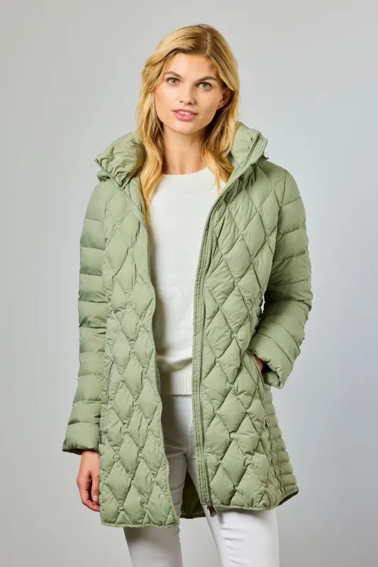 Diana Lightweight Down Jacket with Detachable Hood 2041 made by Lornes Coats