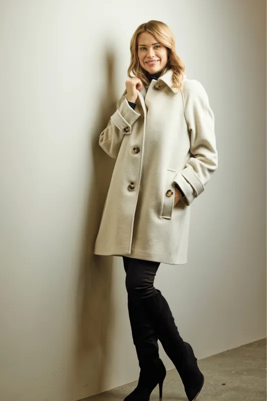 Wool-Blend Coat with Tortoiseshell Buttons 2416 made by Lornes Coats