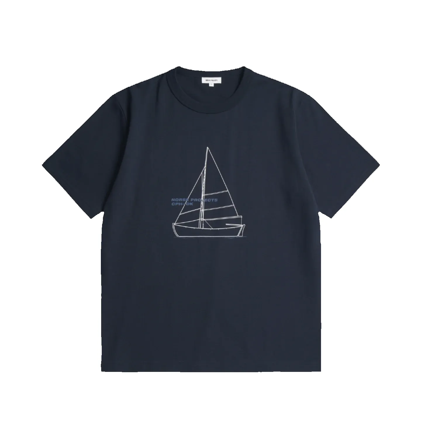 Holger Organic Boat Print T-Shirt - Dark Navy sold by Stomping Ground