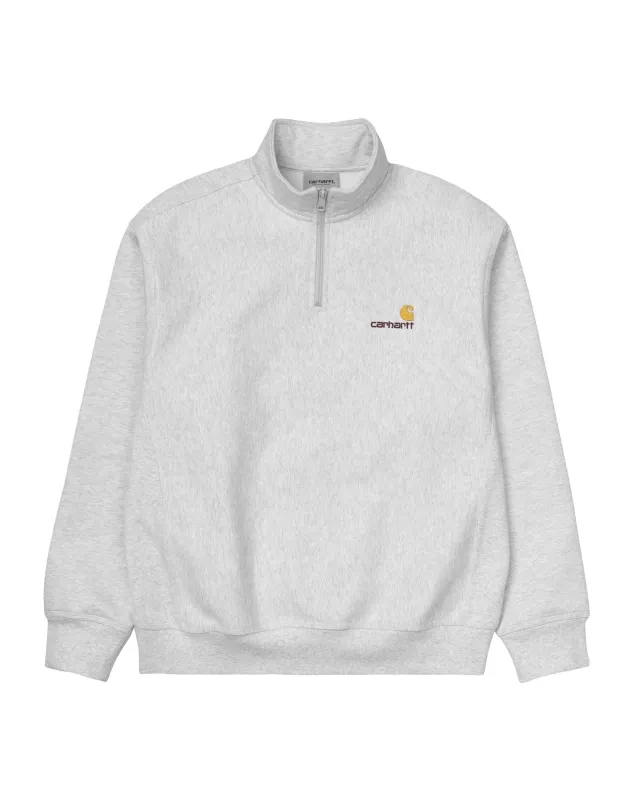 Half Zip American Script Sweatshirt - Ash Heather sold by Stomping Ground