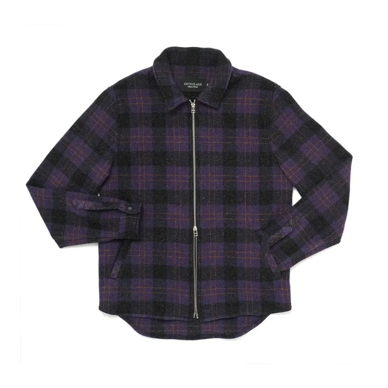 Plum Plaid Wool Zip Overshirt sold by Stomping Ground