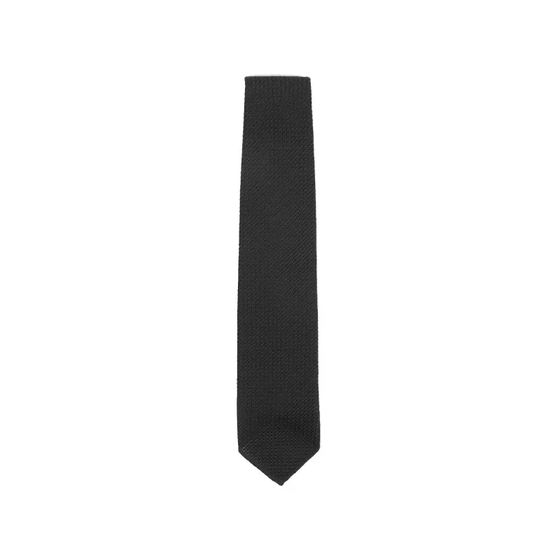 Large Knot Grenadine Silk Tie - Black sold by Stomping Ground