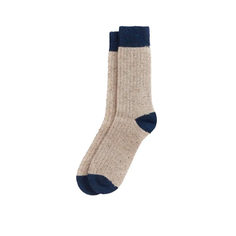 Barbour Houghton Sock - Stone/Navy sold by Stomping Ground