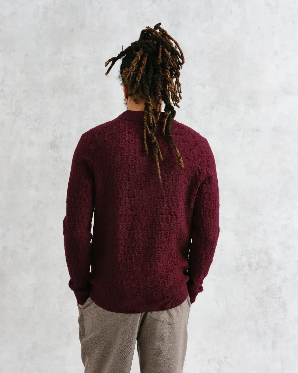 Oban Knit Polo - Textured Check sold by Stomping Ground product image thumbnail 3