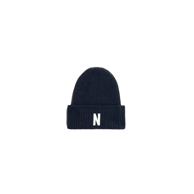 Merino Lambswool Rib N Logo Beanie sold by Stomping Ground