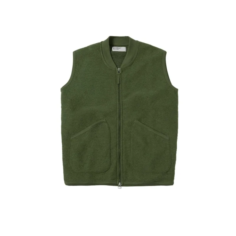 Zip Waistcoat  Wool Fleece - Olive sold by Stomping Ground