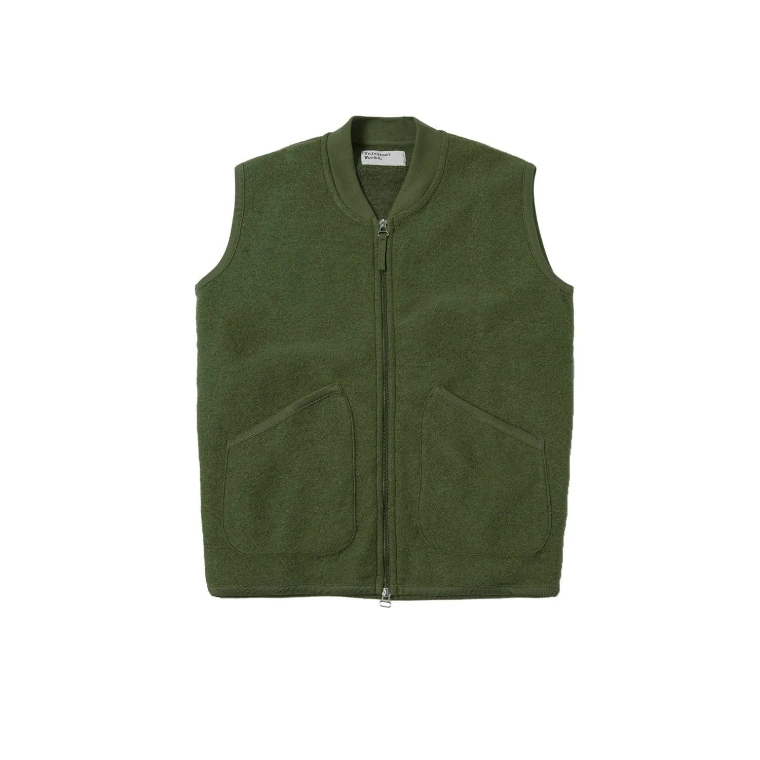 Zip Waistcoat Wool Fleece - Olive sold by Stomping Ground