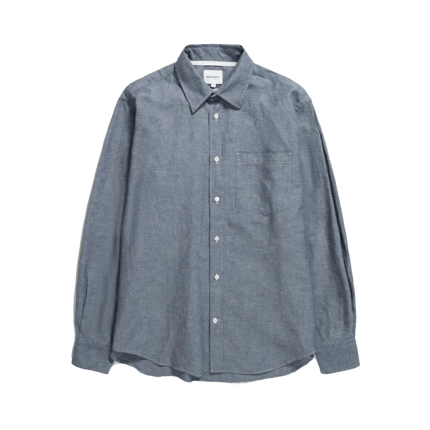 Algot Relaxed L/S Cotton Linen Shirt - Dark Navy sold by Stomping Ground