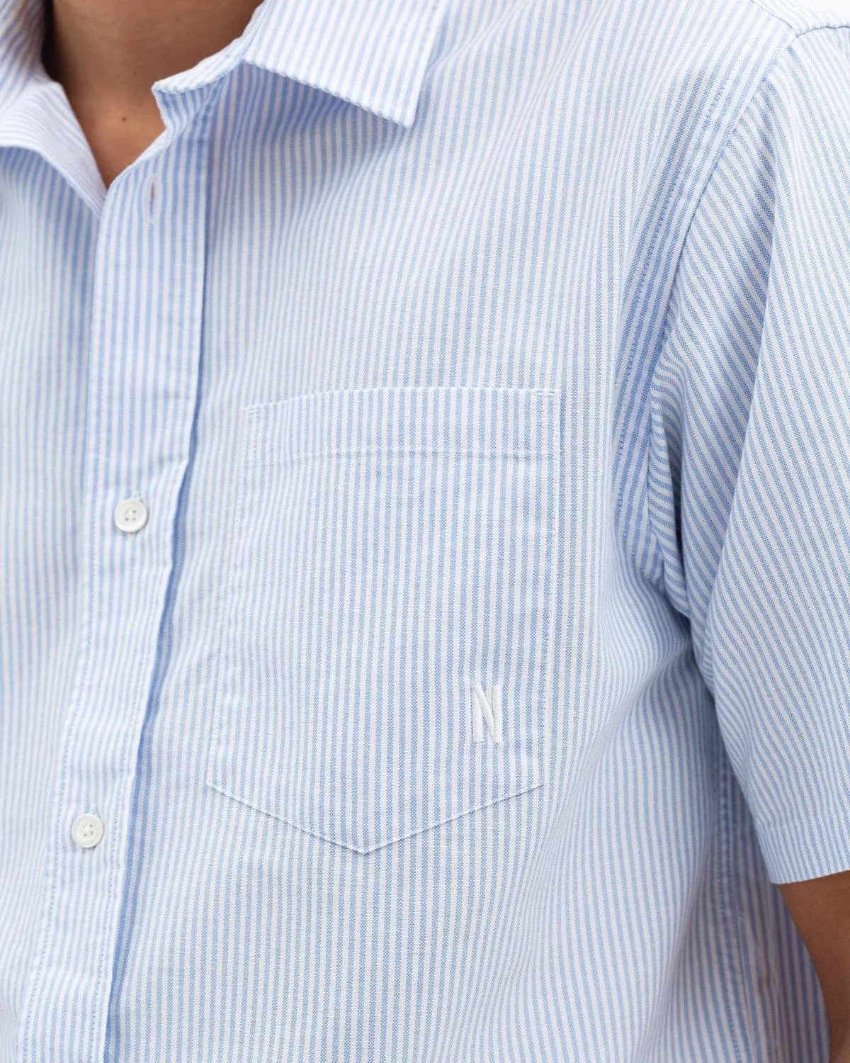 Ivan S/S Relaxed Oxford Shirt - Blue Stripe sold by Stomping Ground product image thumbnail 3