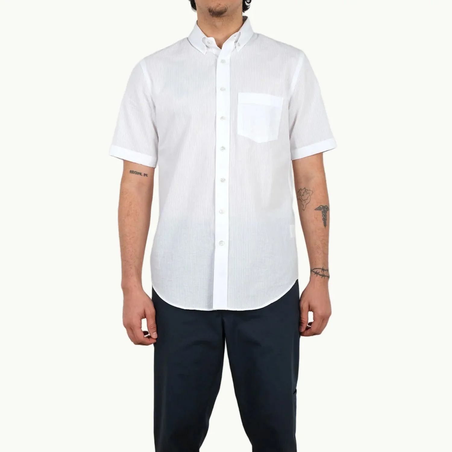White Seersucker S/S Shirt sold by Stomping Ground product image thumbnail 3