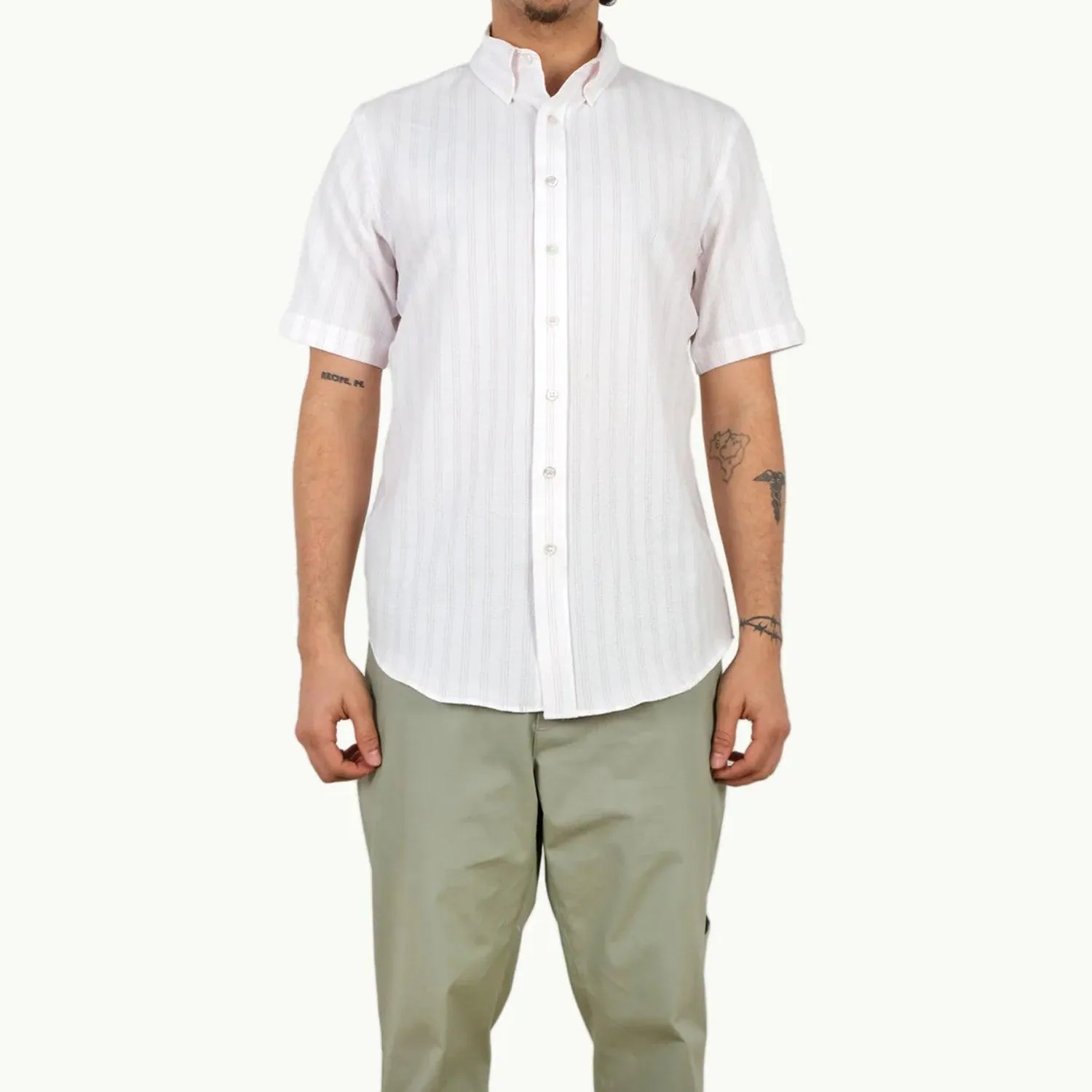 Salmon Stripe Seersucker Shirt sold by Stomping Ground product image thumbnail 3