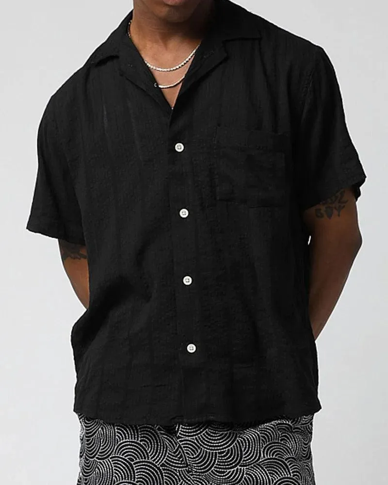 Striped Seersucker SS - Black sold by Stomping Ground product image thumbnail 2