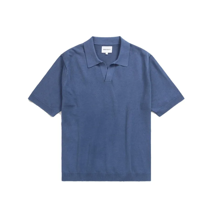 Leif Cotton Linen S/S Polo - Calcite Blue sold by Stomping Ground