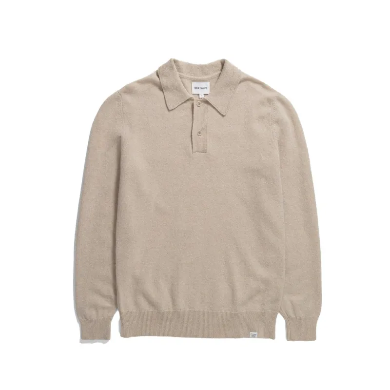 Marco Lambswool Polo - Oatmeal sold by Stomping Ground