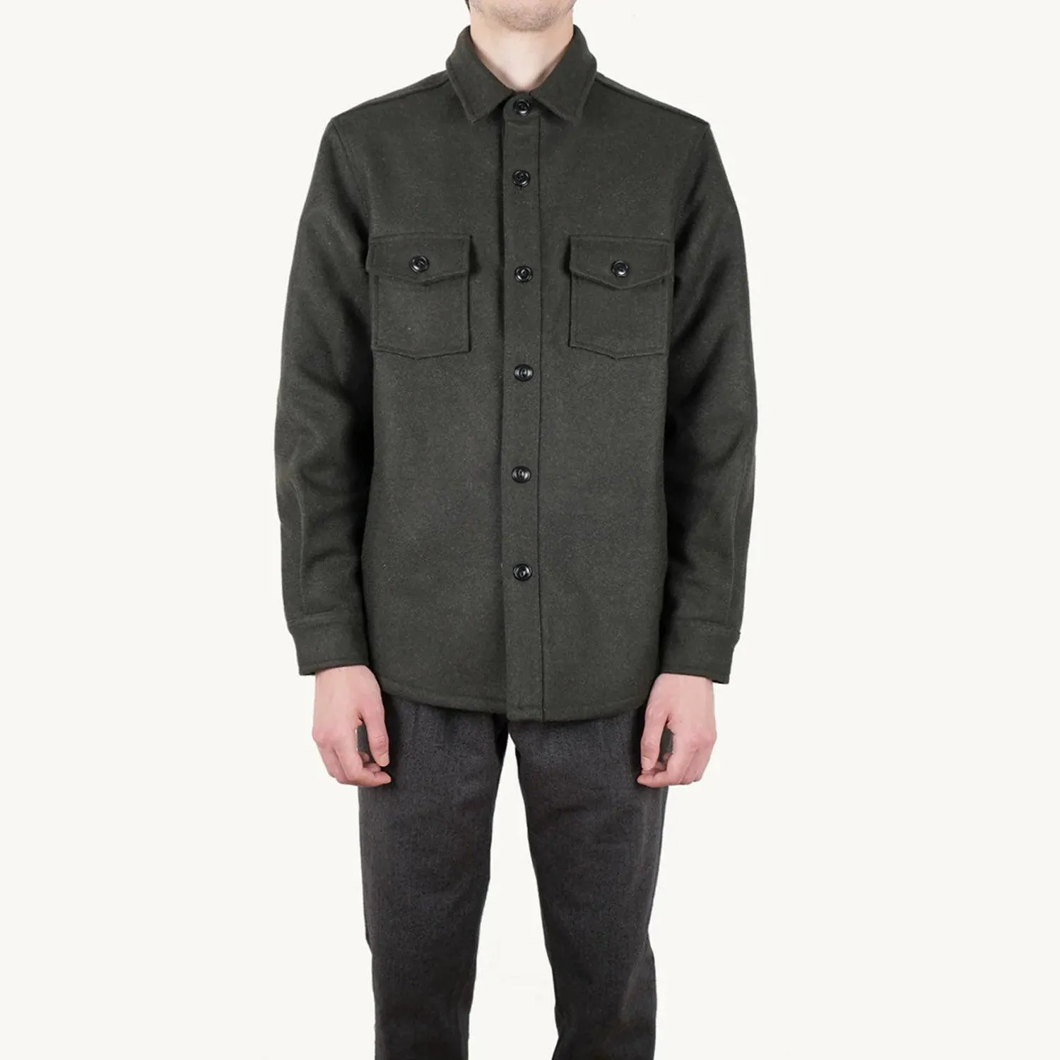Olive Wool Overshirt sold by Stomping Ground product image thumbnail 3