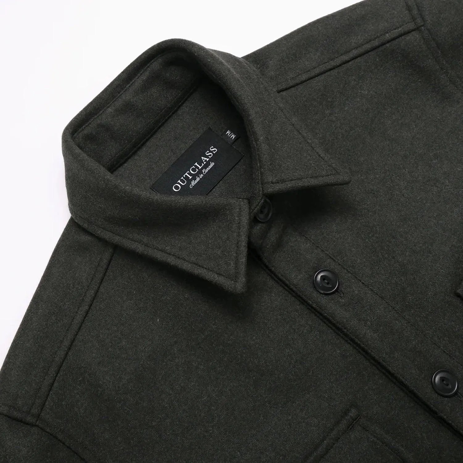 Olive Wool Overshirt sold by Stomping Ground product image thumbnail 2