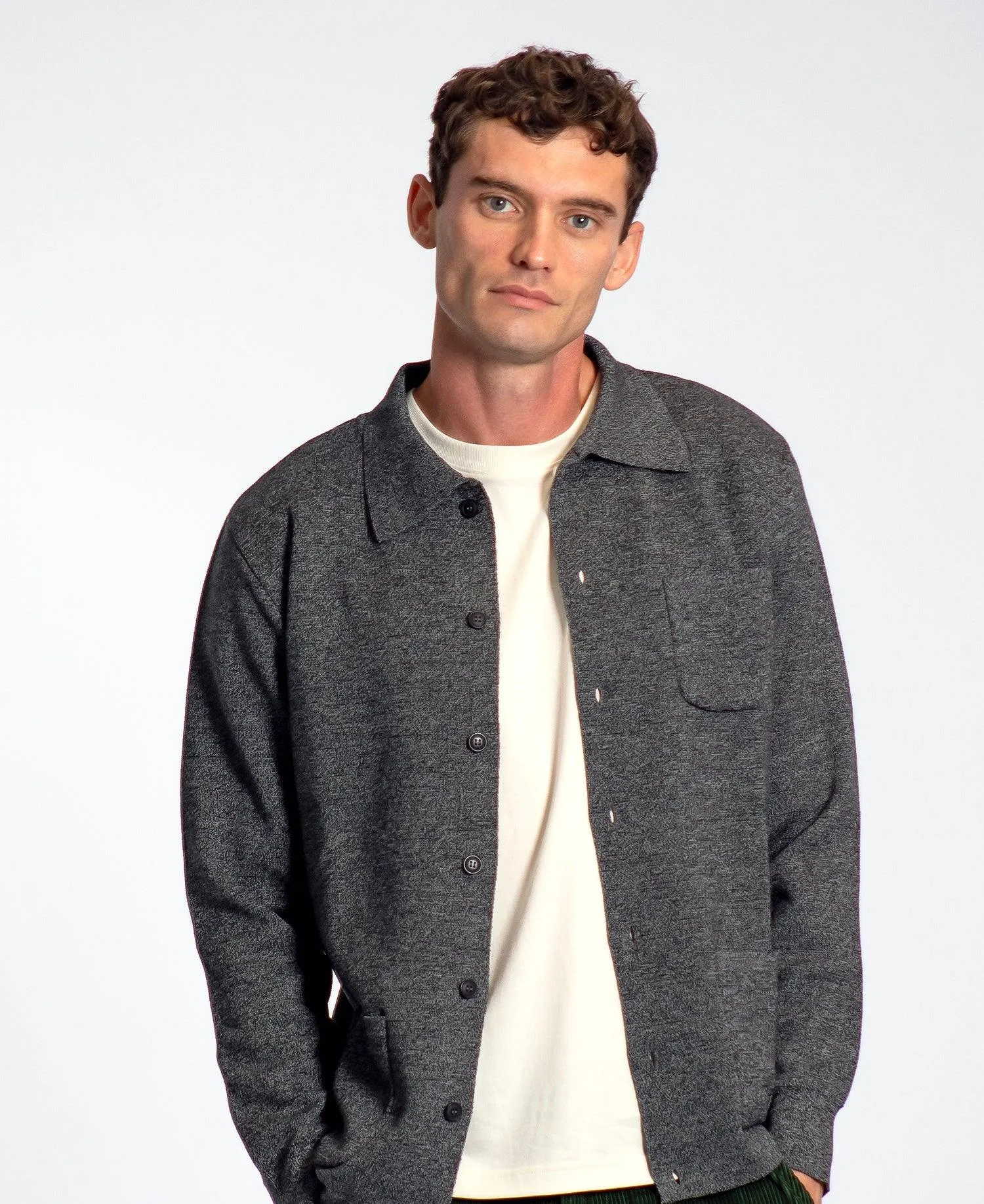 Station Cardigan - Melange Grey/ Black sold by Stomping Ground product image thumbnail 3