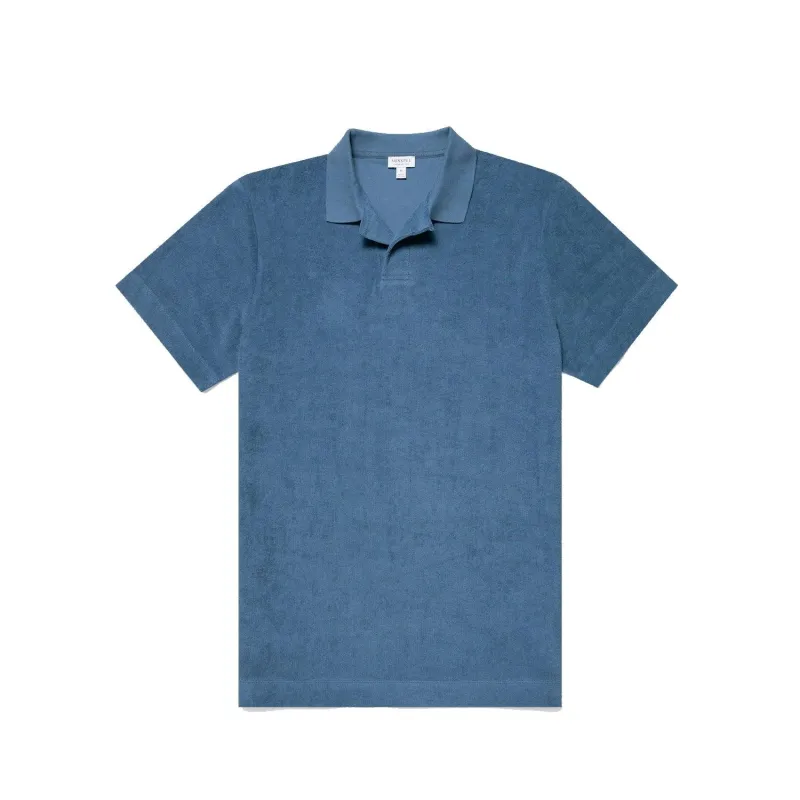 Towelling Polo Shirt - Bluestone sold by Stomping Ground