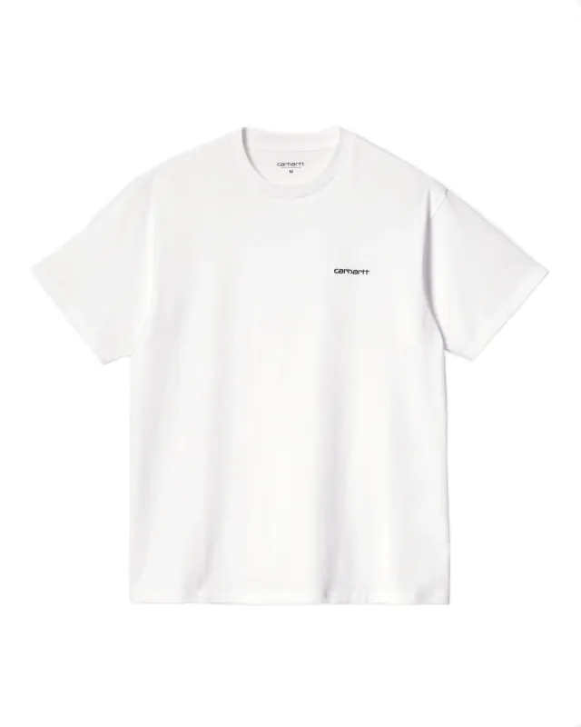 S/S Script Embroidery Tee - White / Black sold by Stomping Ground