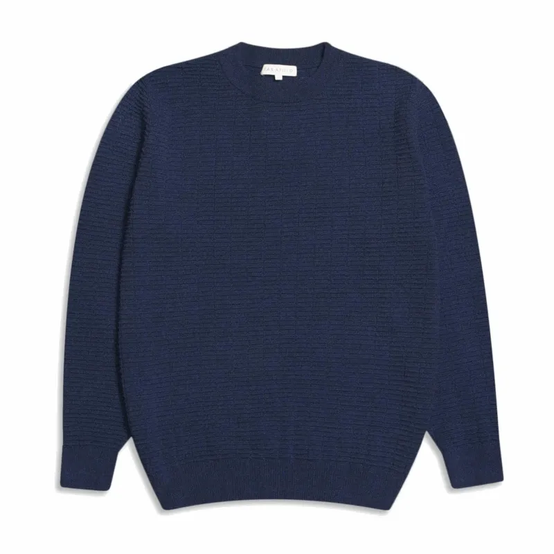 Vitor Ribbed Crewneck - Navy sold by Stomping Ground