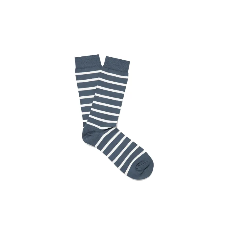 Cotton Sock - Breton Stripe Slate Blue sold by Stomping Ground