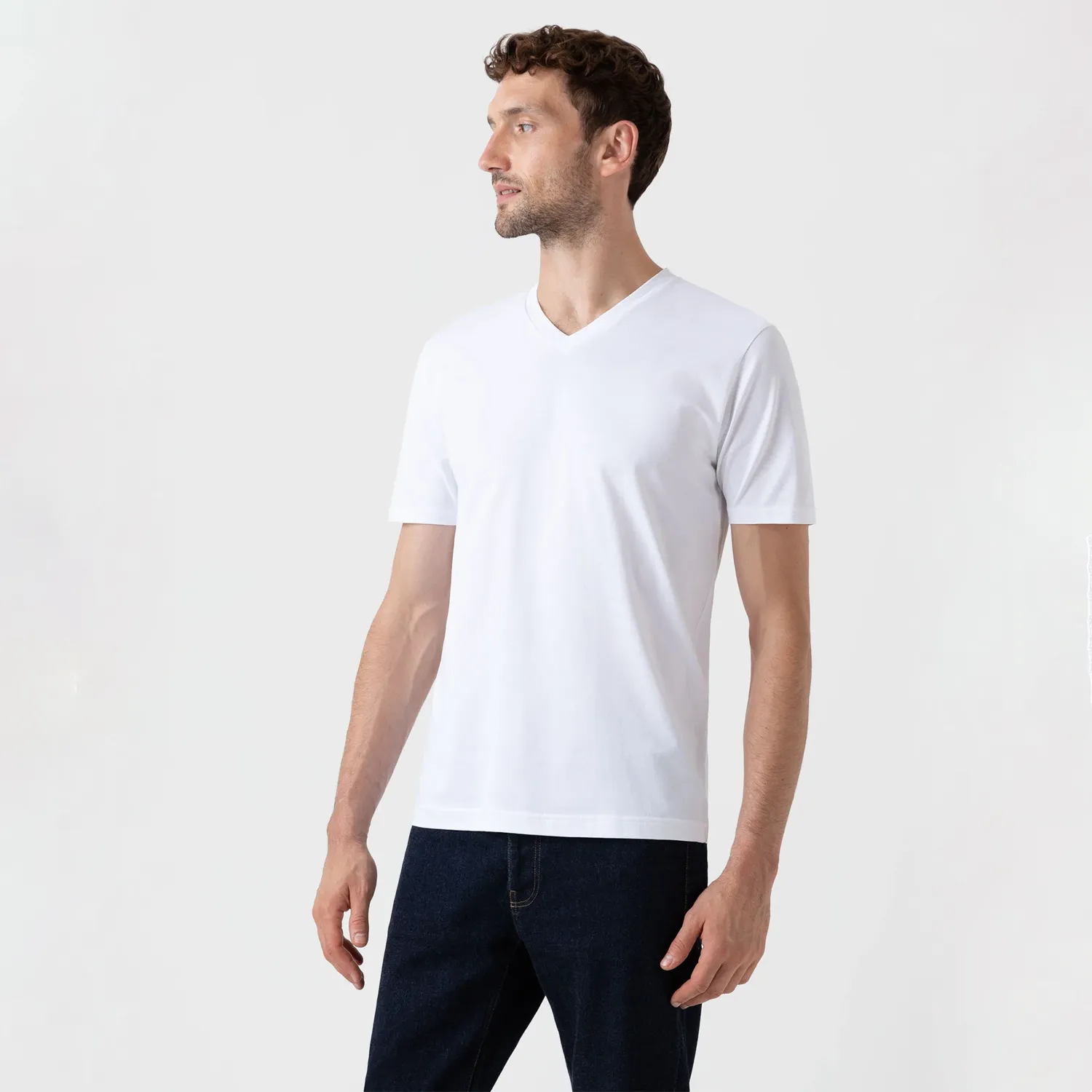 S/S Riviera Midweight V‑neck T‑shirt - White sold by Stomping Ground product image thumbnail 2
