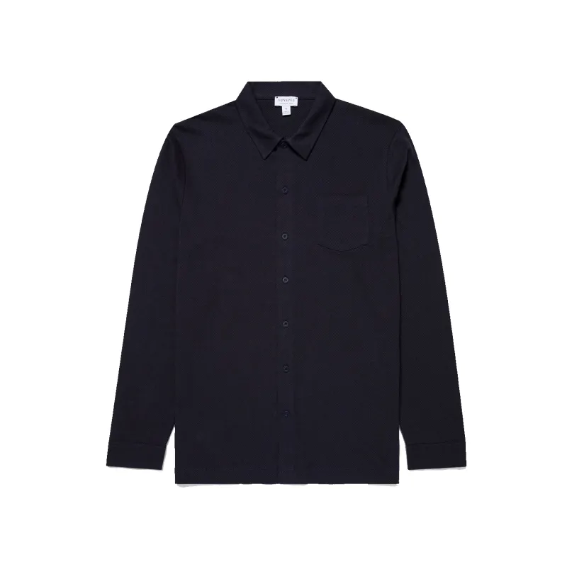 Long Sleeve Riviera Shirt - Navy sold by Stomping Ground