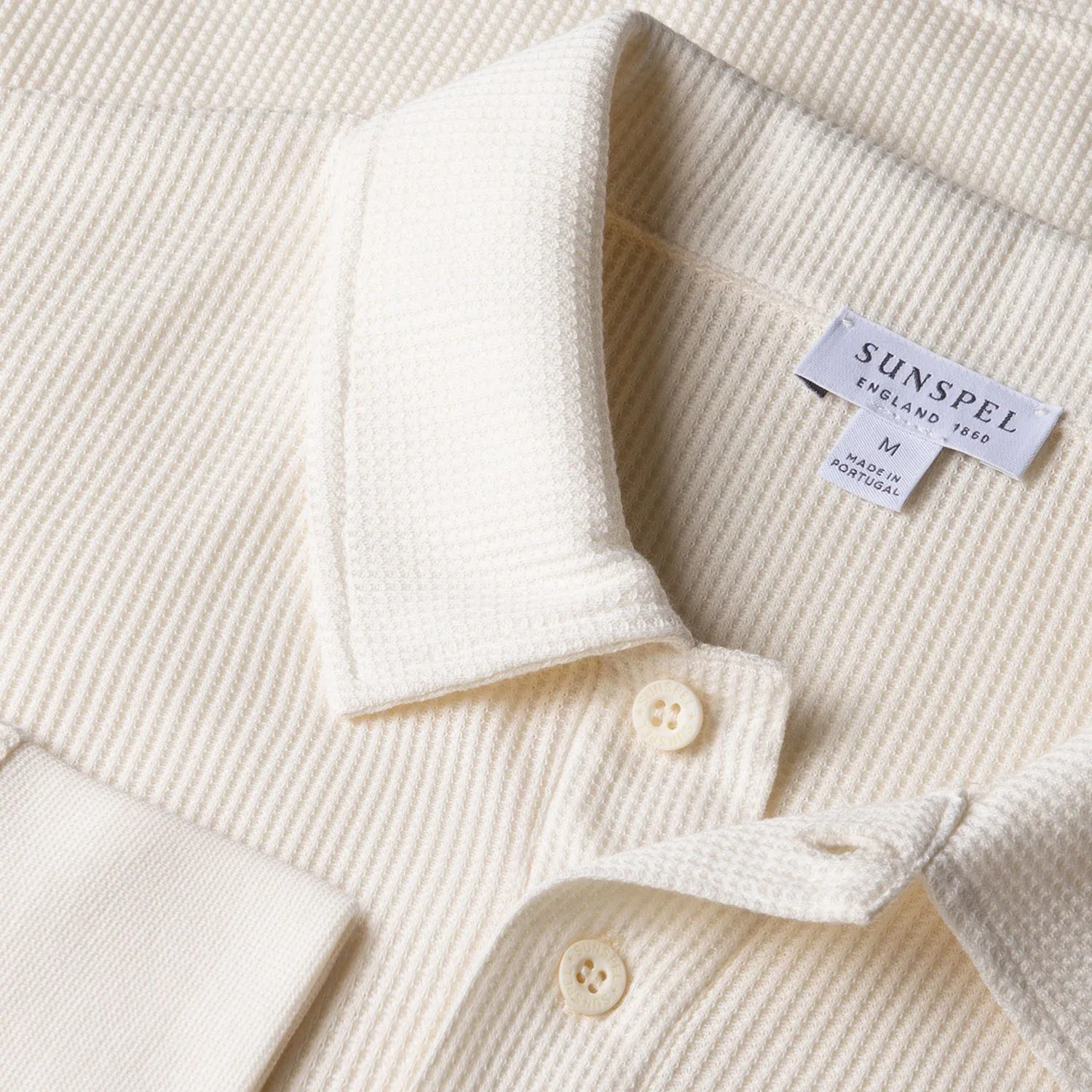 Long Sleeve Waffle Polo Shirt - Ecru sold by Stomping Ground product image thumbnail 2