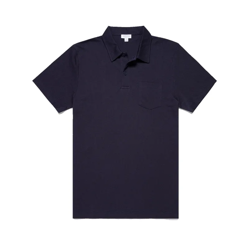 S/S Riviera Polo Shirt - Navy made by Sunspel