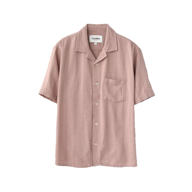 S/S Striped Seersucker Shirt - Pink sold by Stomping Ground