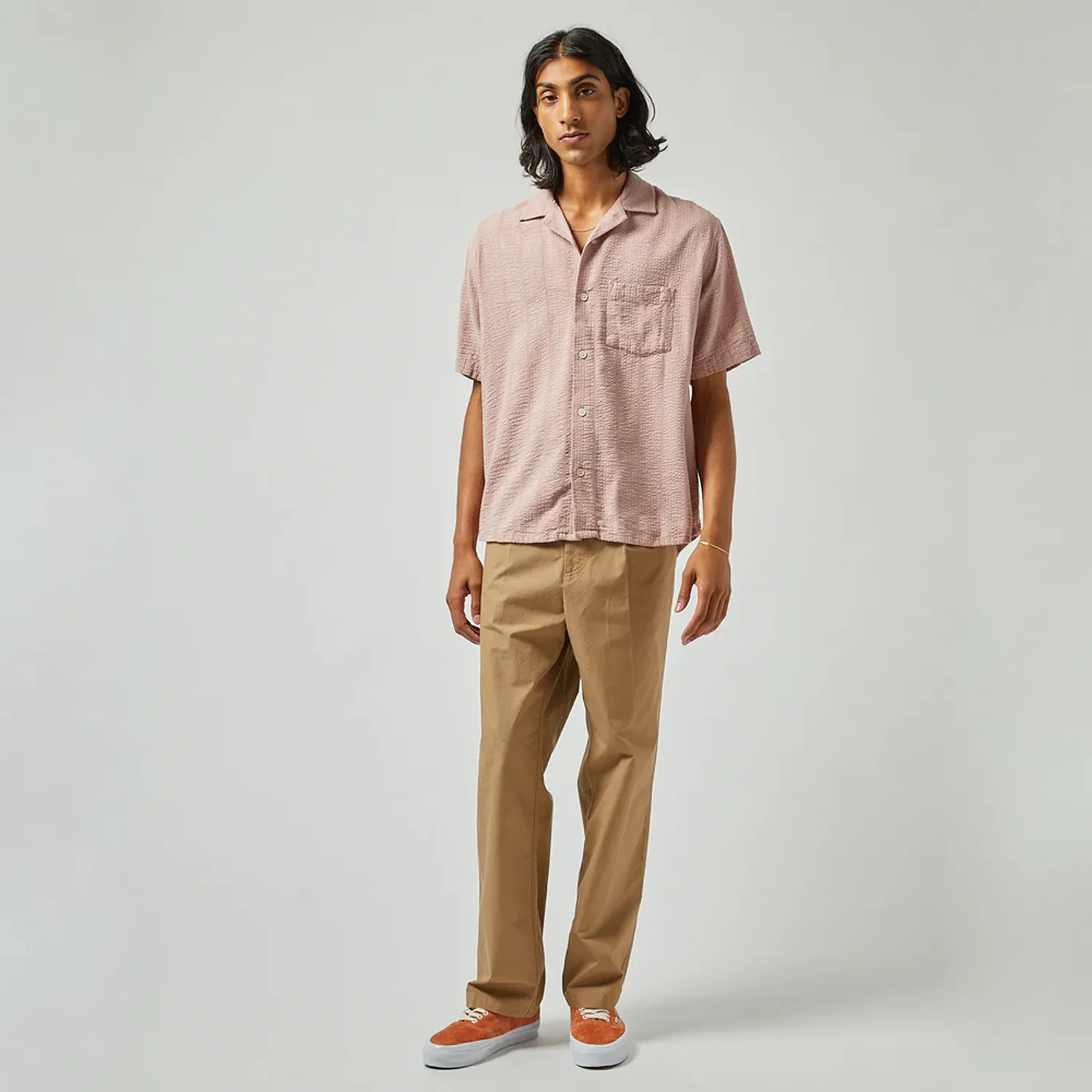S/S Striped Seersucker Shirt - Pink sold by Stomping Ground product image thumbnail 3