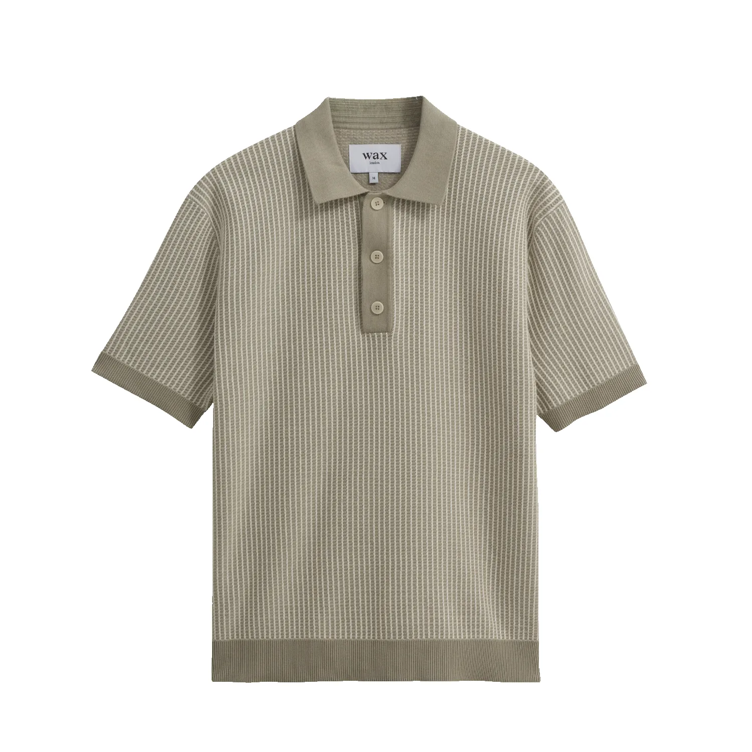 S/S Turin Knit Polo - Light Khaki Ladder Stripe sold by Stomping Ground