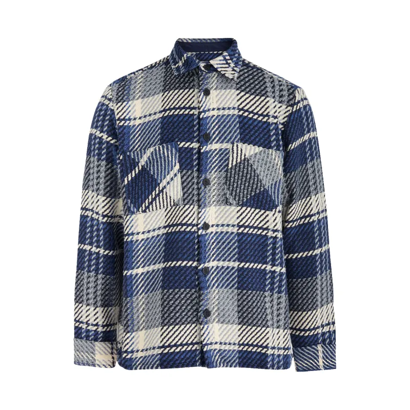 Whiting Overshirt - Spear Check - Navy sold by Stomping Ground