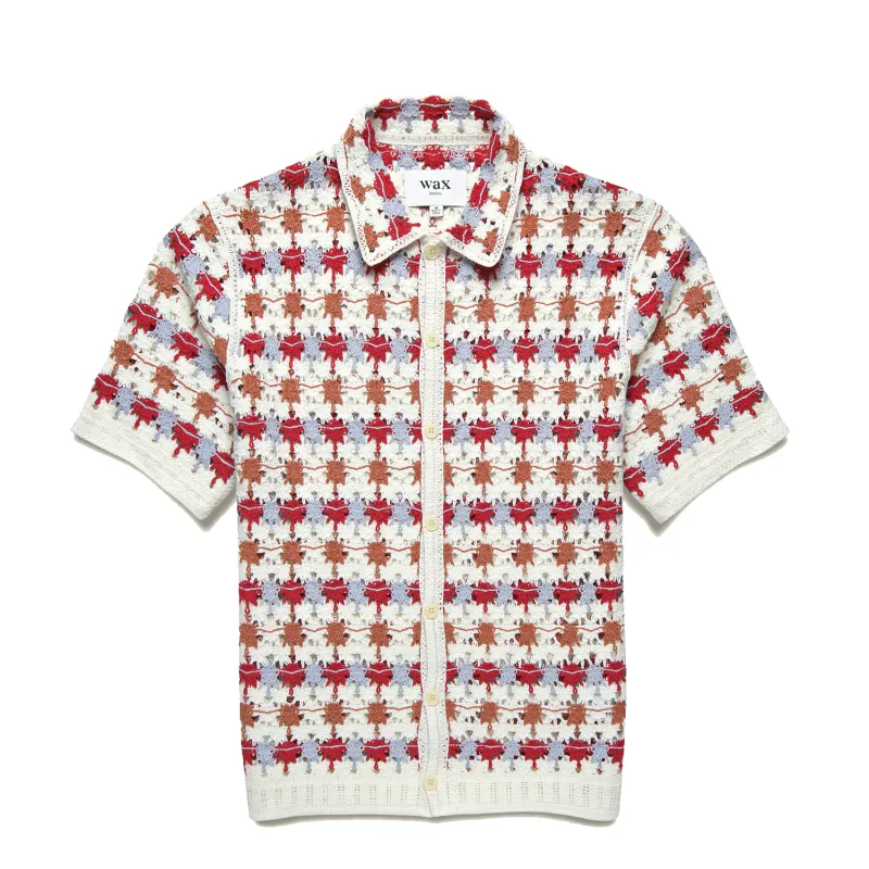 S/S Porto Shirt - Ecru & Multicolor Splash Crochet sold by Stomping Ground