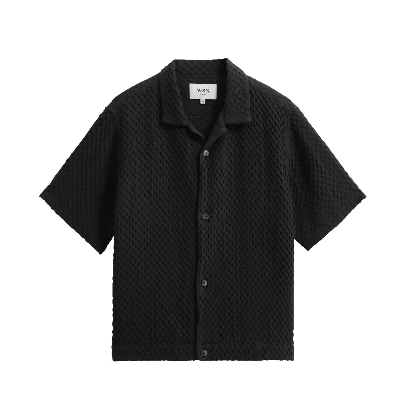 S/S Lido Shirt - Black Box Dobby sold by Stomping Ground