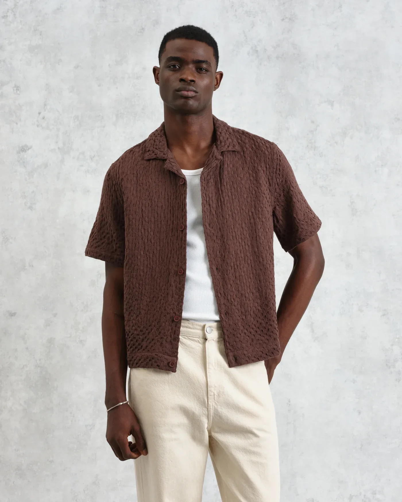 S/S Lido Shirt - Brown Box Dobby sold by Stomping Ground product image thumbnail 3