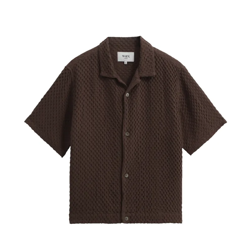 S/S Lido Shirt - Brown Box Dobby made by Wax London