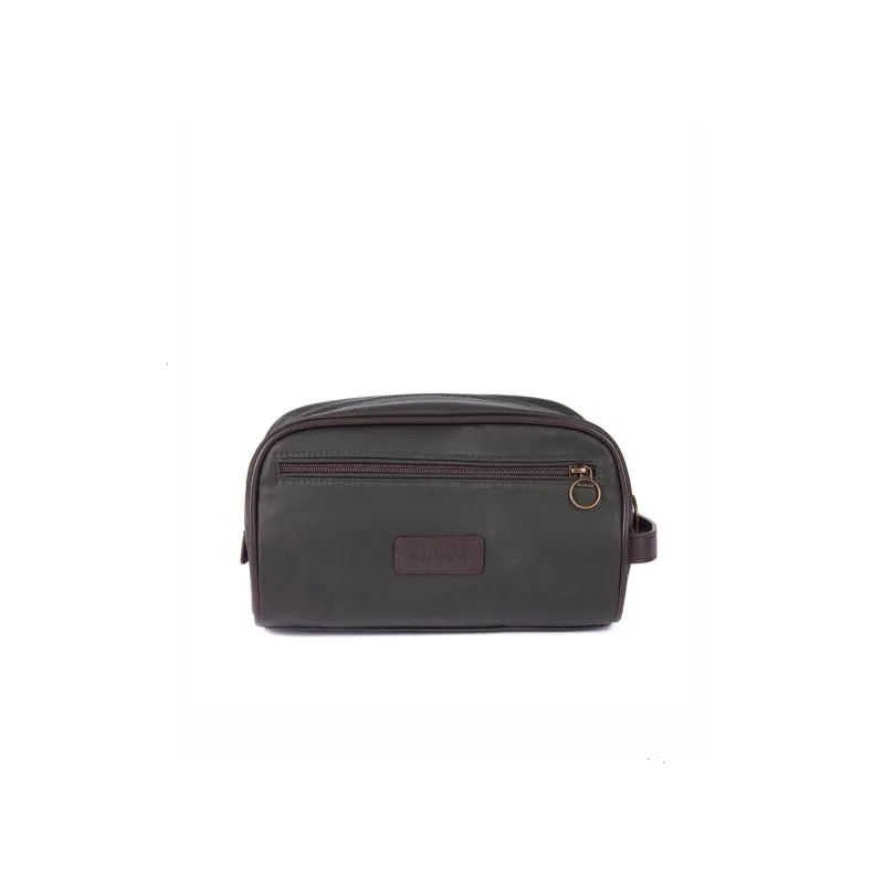 Barbour Wax Washbag - Olive/Brown sold by Stomping Ground