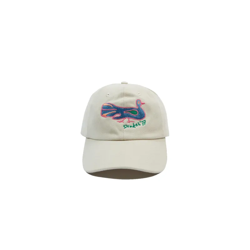 Peacock Embroidered Baseball Cap - Ecru sold by Stomping Ground