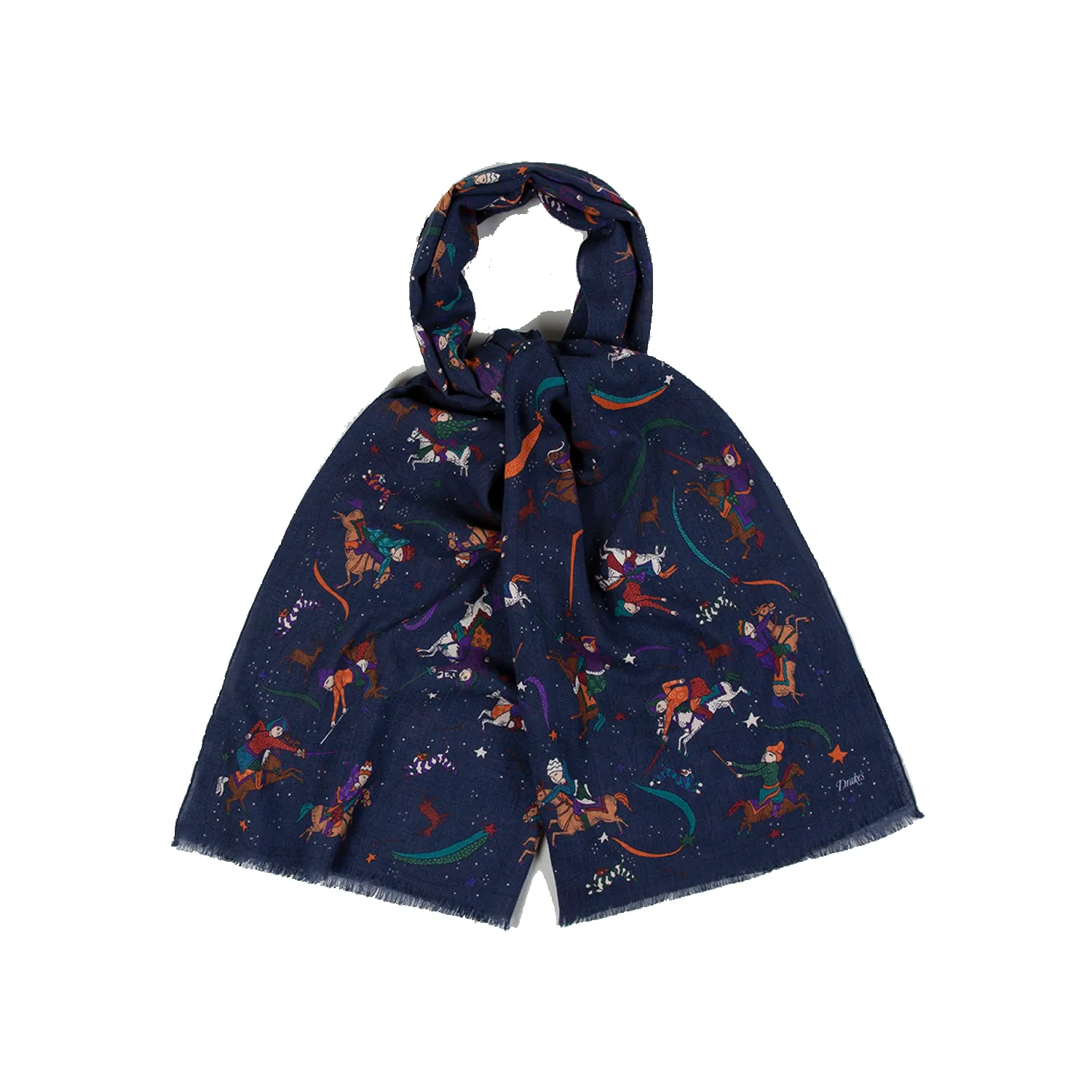 Mughal and Stars Wool Scarf - Navy sold by Stomping Ground