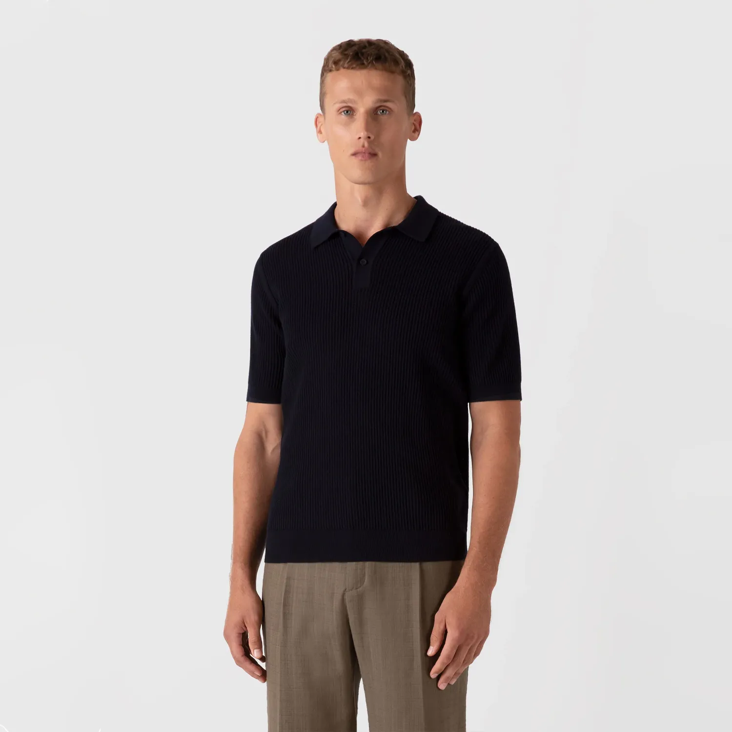S/S Mesh Stitch Polo Shirt - Navy sold by Stomping Ground product image thumbnail 3