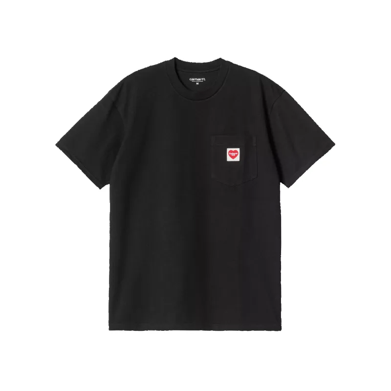 S/S Pocket Heart T-Shirt- Black / Red sold by Stomping Ground