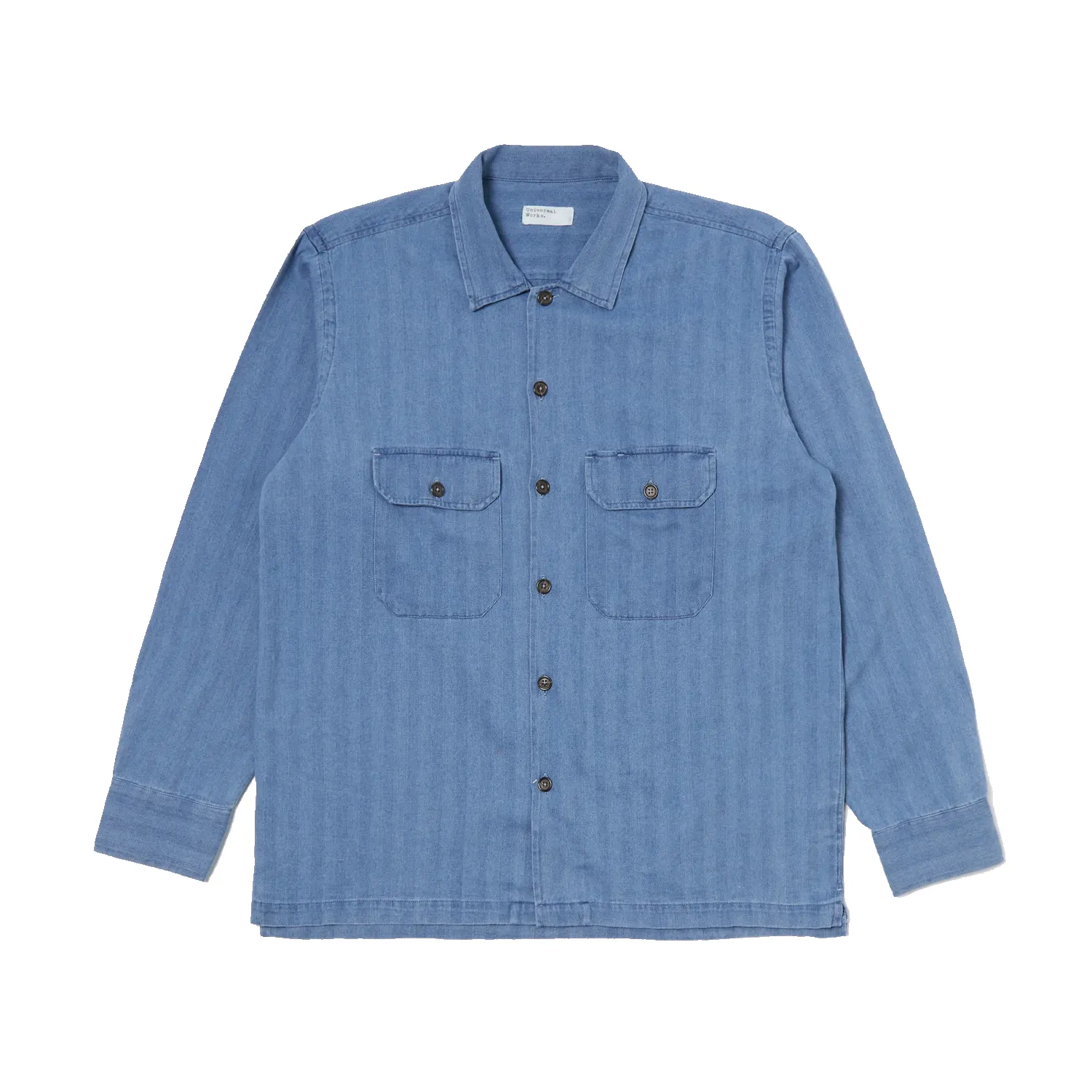 L/S Utility Shirt - Washed Indigo Herringbone sold by Stomping Ground