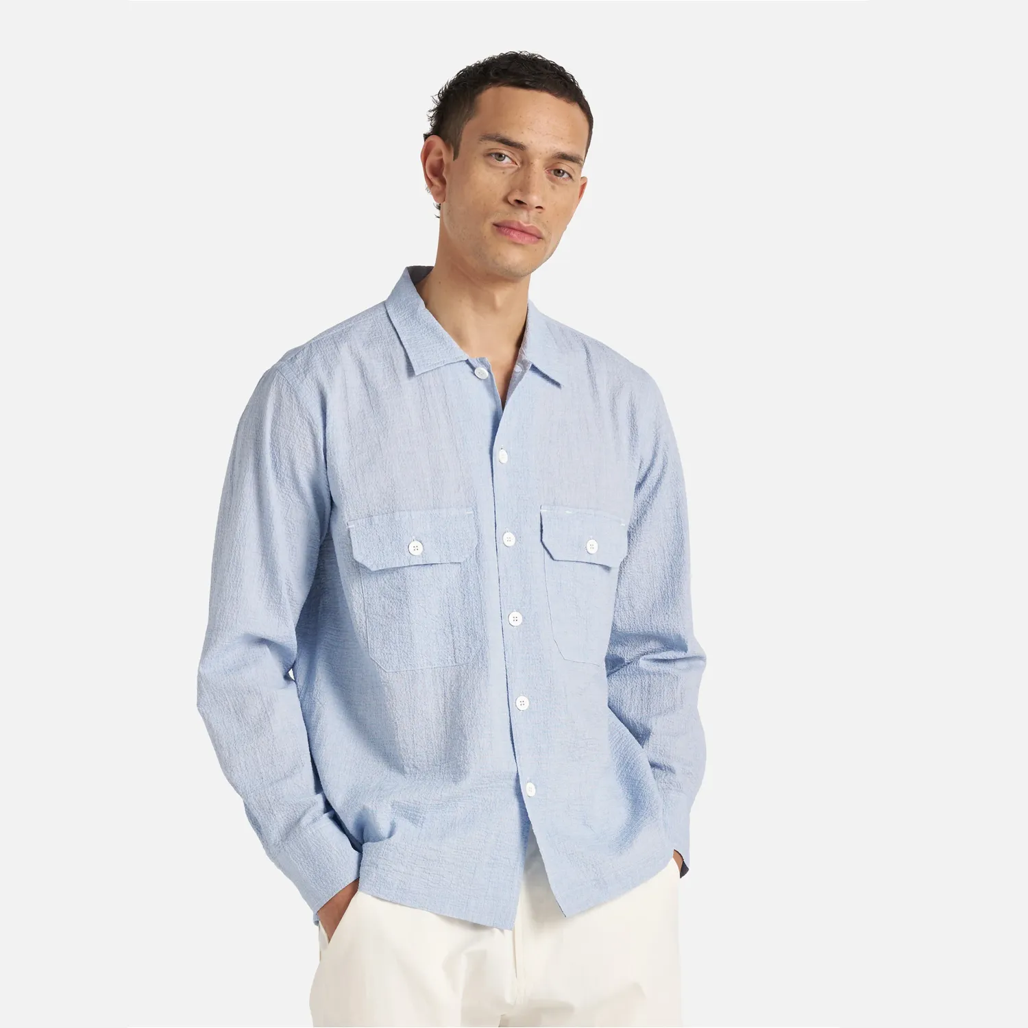 L/S Utility Shirt - Pale Blue Seersucker sold by Stomping Ground product image thumbnail 3