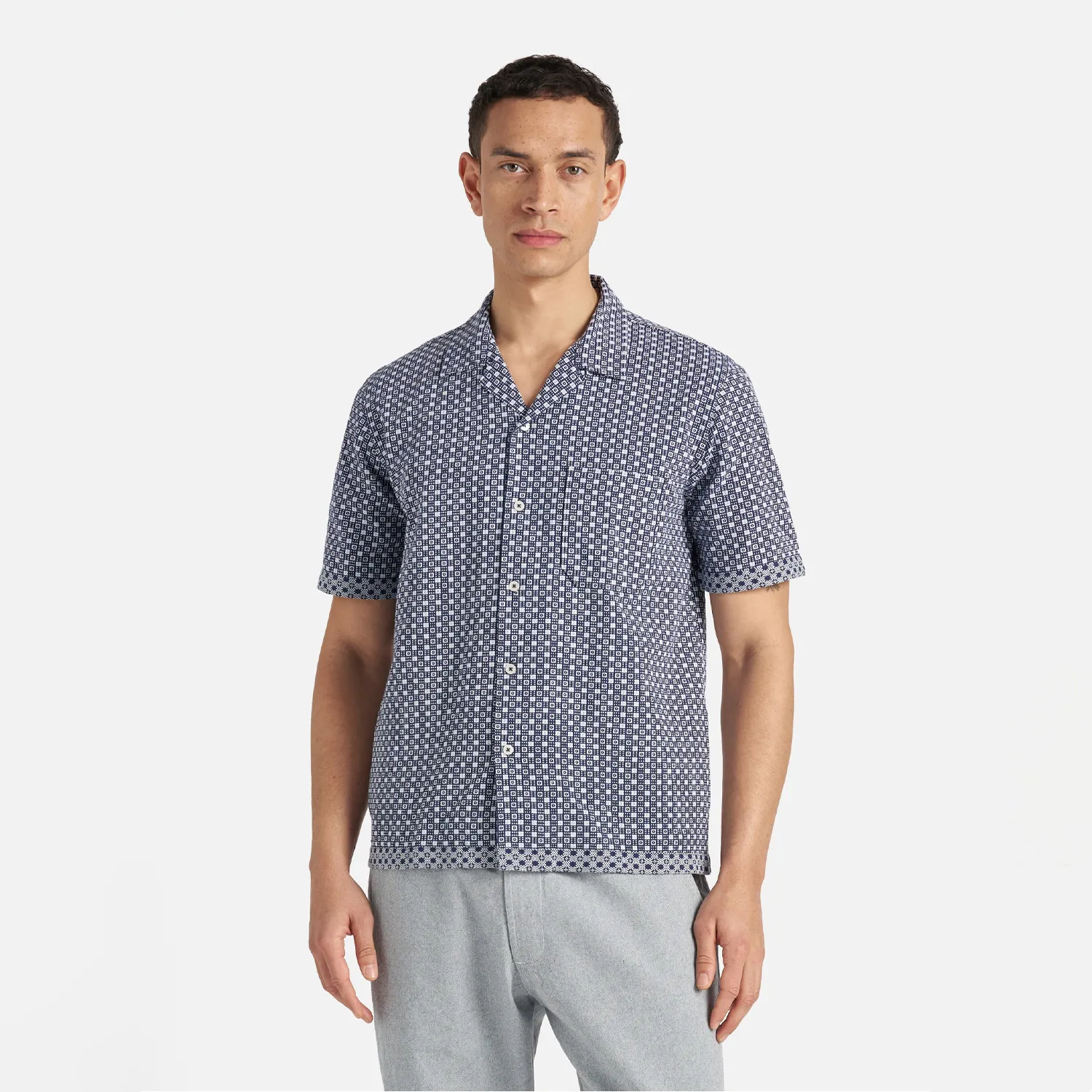 Dean Road Shirt - Navy Tile 3 Cotton sold by Stomping Ground product image thumbnail 2