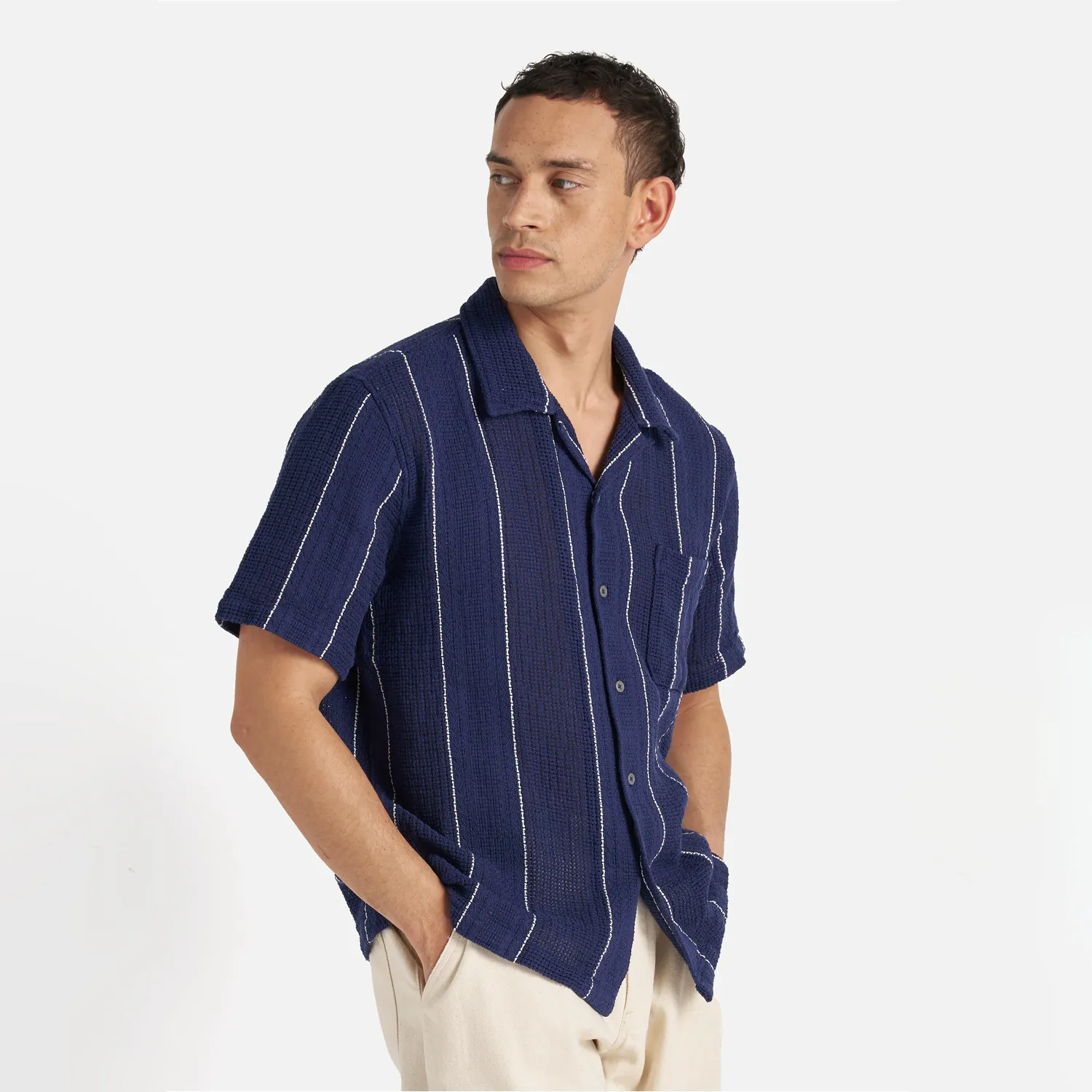 Road Shirt - Navy Reef Stripe Cotton sold by Stomping Ground product image thumbnail 3
