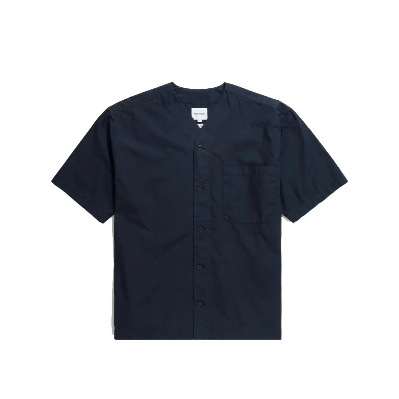 Erwin S/S Typewriter Shirt - Dark Navy made by Norse Projects